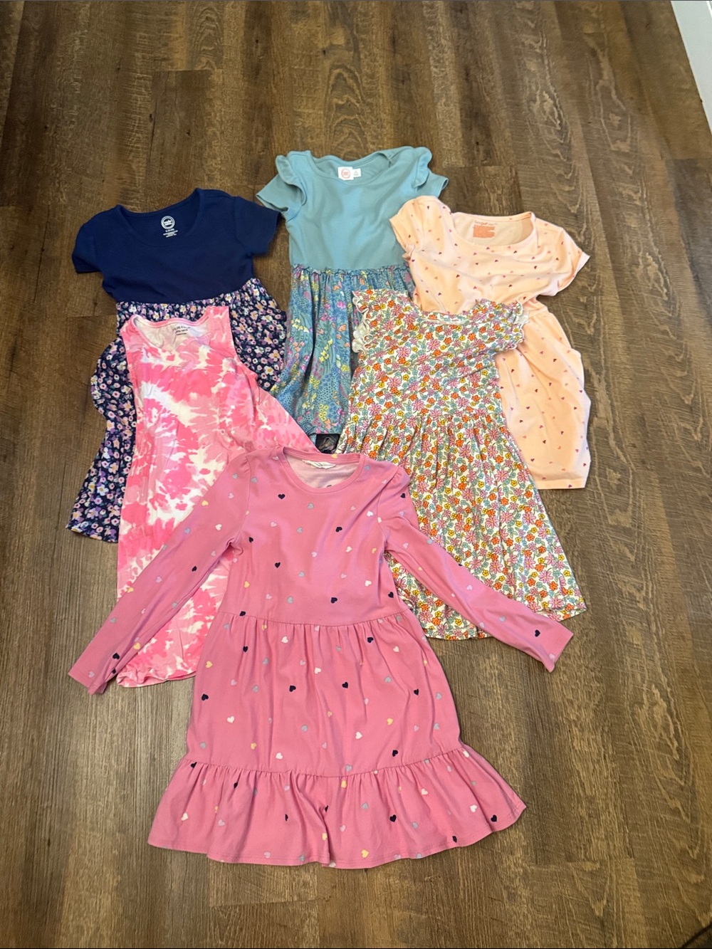 Carter's Pink Long Sleeve Heart Print Ruffle Hem Dress